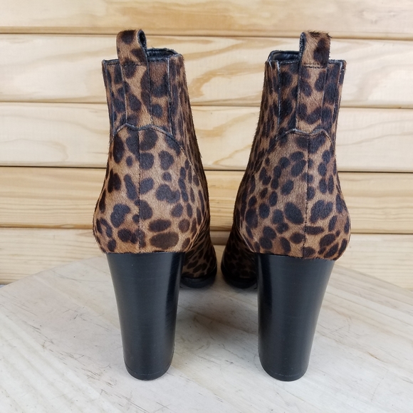 NEW MARC FISHER LTD Alva Leopard Calf Hair Bootie Ankle Boot Slip-on Pointed Toe - Picture 3 of 10